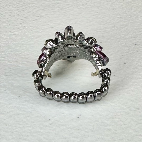 Vtg Stand Back Ring Purple Glass Art - Picture 3 of 4